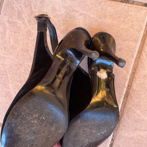 Zara mules used, velvet, 10 cm heel, size 39 black leather