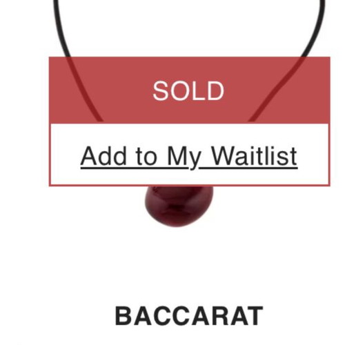 Baccarat necklace with crystal red pendant new