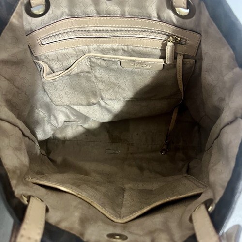 Michael Kors Tote Bag used, brown monogram with beige leather details