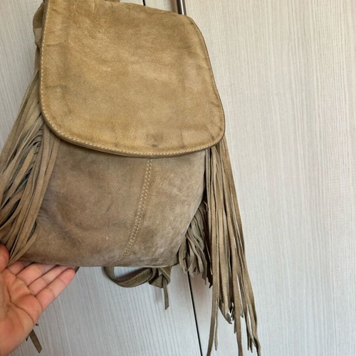Leather backpack Asos with fringes used