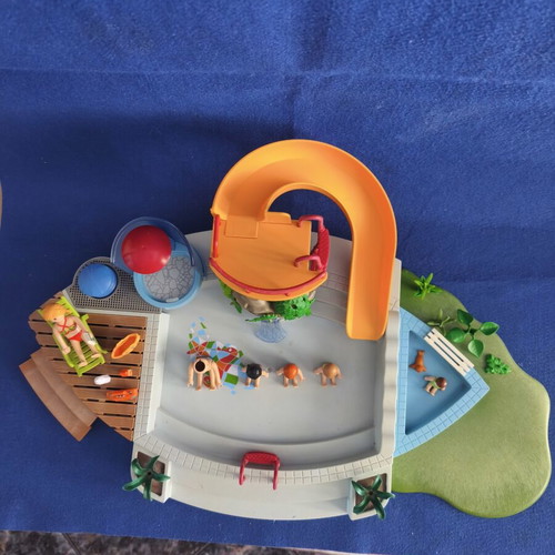 Playmobil pool with family figures and accessories