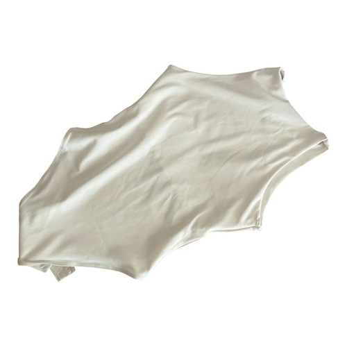 Pink Woman White Sleeveless Fitted Bodysuit Size S New