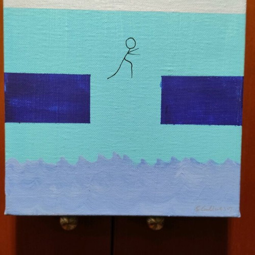 Handmade acrylic canvas painting "The Acrobat" by Stavros Galiatsos new
