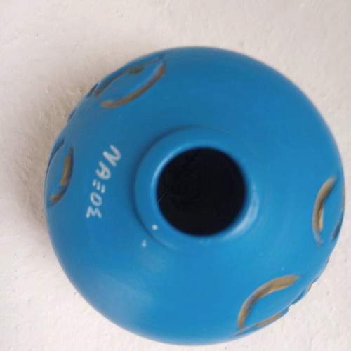 Ceramic vase from Naxos like new, blue with gold details