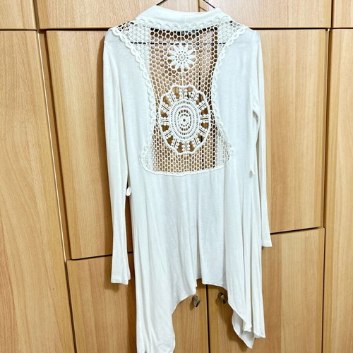 Lace thin cardigan like new, white, size M