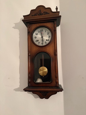 Wall clock used, analog, antique style