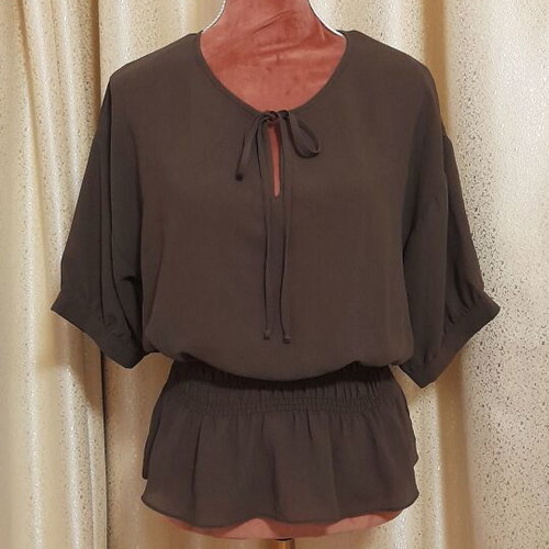 Zara blouse brown like new, crepe fabric, size M
