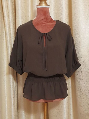 Zara blouse brown like new, crepe fabric, size M