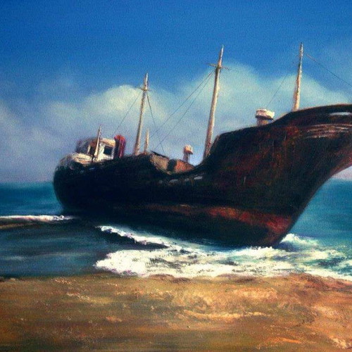 Oil painting on canvas shipwreck new