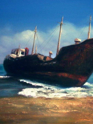 Oil painting on canvas shipwreck new