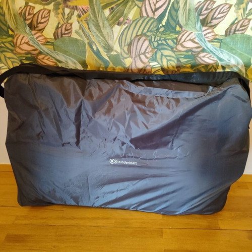 Kinderkraft Neste Up Grey baby cot with mattress and side opening