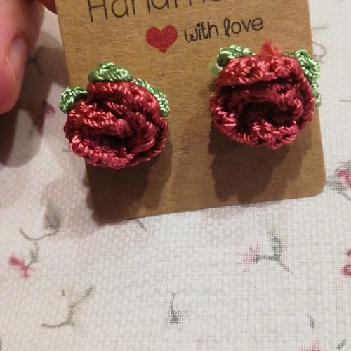 Rose earrings handmade, new