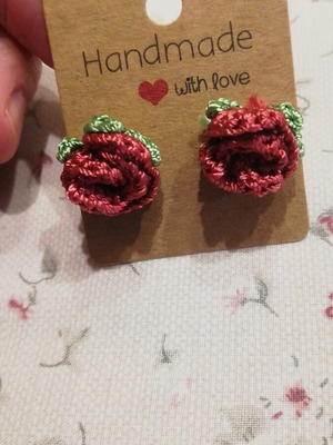 Rose earrings handmade, new