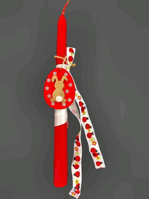 Easter candle with egg and bunny, new, 25cm with ladybug ribbon