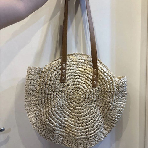 Knit Woven Tote Bag with Boho Geometric Pattern
