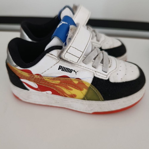 Puma Hot Wheels baby athletic shoes used, size 23, white and red