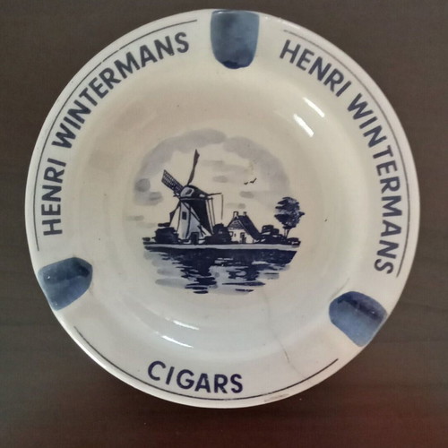 Henri Wintermans Ceramic Cigar Ashtray used, Delft Blue Netherlands