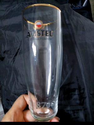 ποτήρι μπύρας Amstel κολωνάτα με χρυσό χείλος