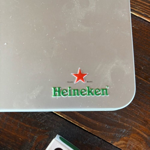 Heineken Poker Set like new with 2 decks and 50 chips in metal box