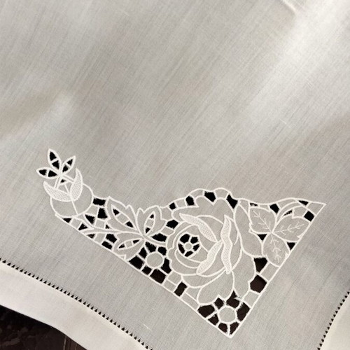 Set of 2 cotton cutwork table linens new
