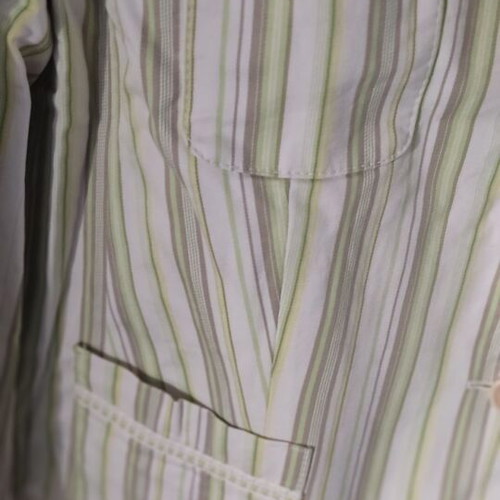 Jacket with cotton fabric and subtle yellow and green stripes like new