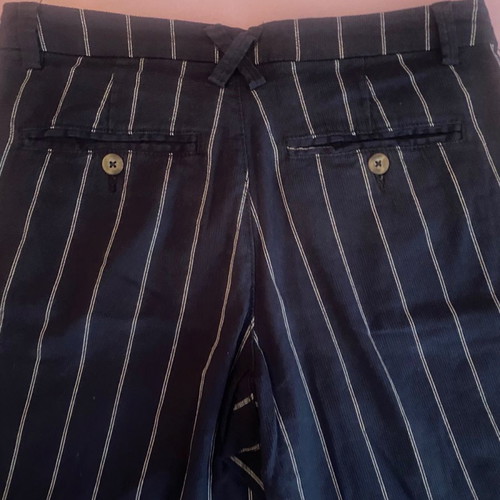 Striped shorts used, blue with white stripes, size S