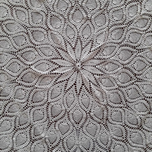 Handmade round tablecloth beige 1.60m diameter