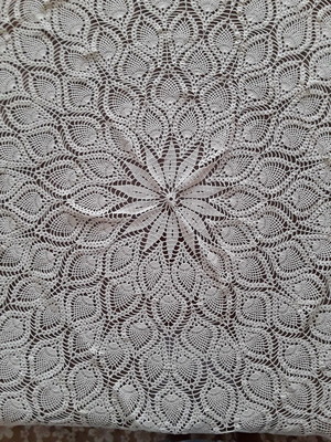Handmade round tablecloth beige 1.60m diameter