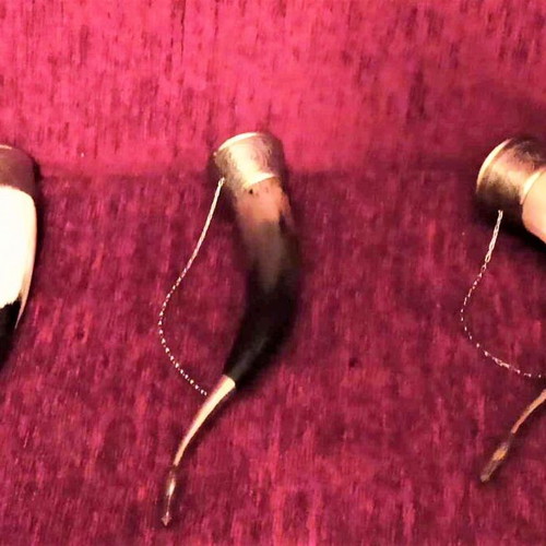 Traditional Russian handmade bull horn cups 1930 like new