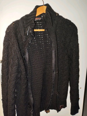 Knitted cardigan used unisex, black, medium/large