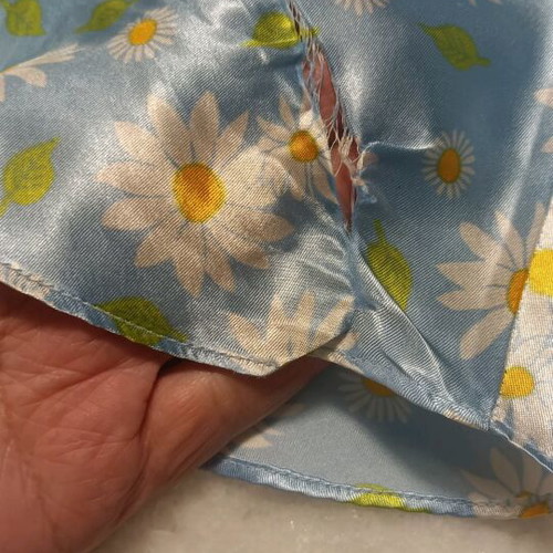 Satin summer pajamas like new blue floral set with hole