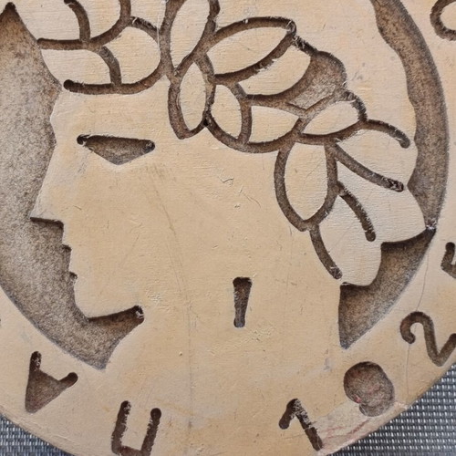Olympiacos wooden symbol wall decoration, 17 cm diameter