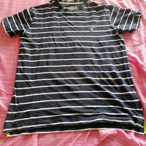 Navy & Green Men’s Short-Sleeve Striped T-Shirt Size M Like New