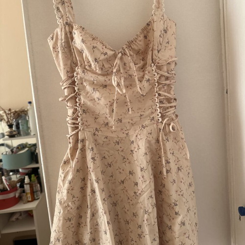 Mini floral poplin dress corset style like new, Pink Woman, size M