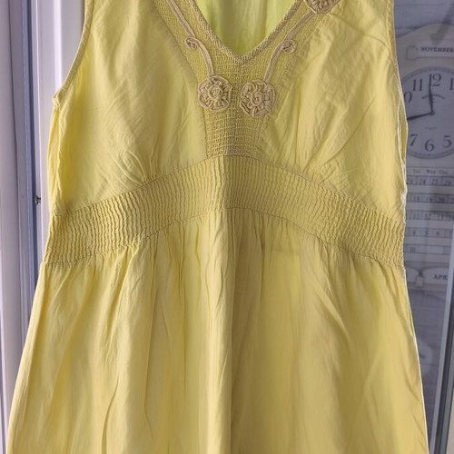 Raxevsky embroidered cotton dress, medium, yellow