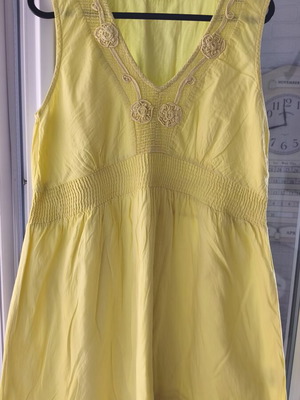 Raxevsky embroidered cotton dress, medium, yellow