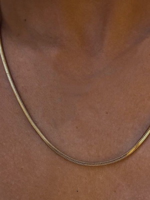 Snake chain necklace gold color, new, 55cm, stainless steel