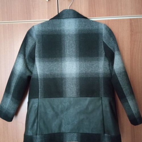 Trussardi junior kids coat new, wool and leather, size 8, gray