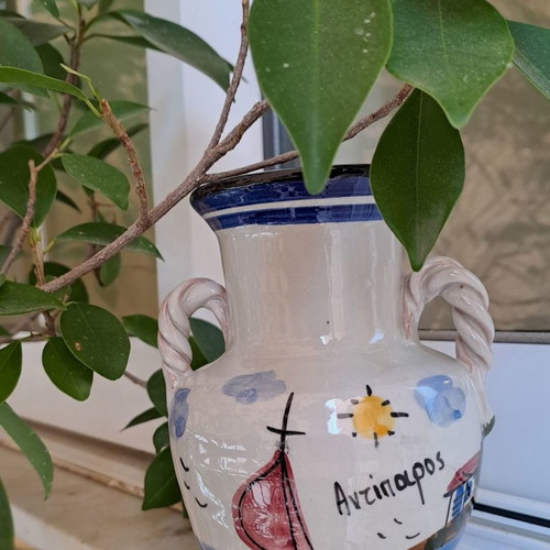 Ceramic amphora new, hand-painted from Antiparos