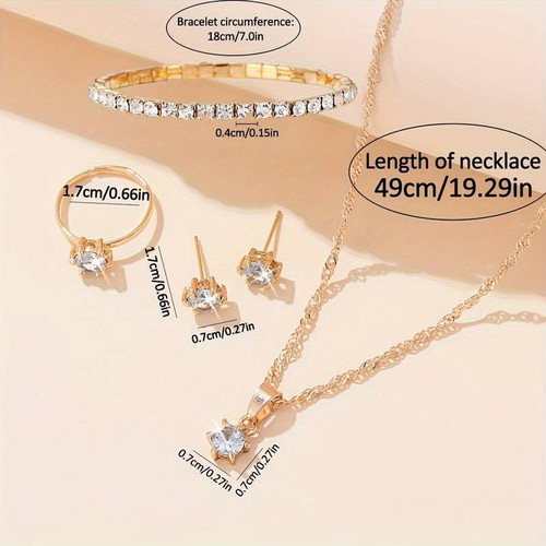 Gold watch and 5 elegant jewelry pieces set new