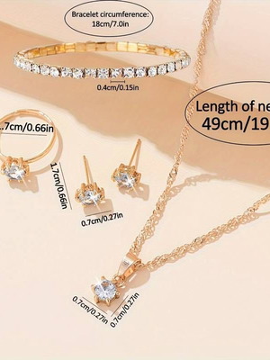 Gold watch and 5 elegant jewelry pieces set new
