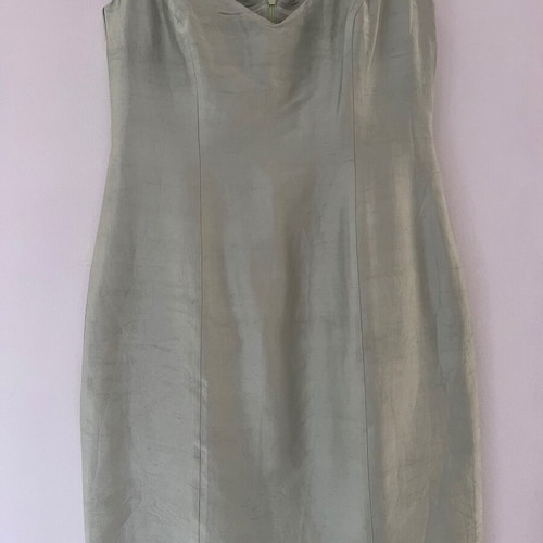 Escada 100% silk linen dress, green, made in Germany