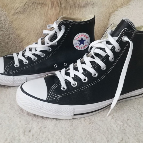 Converse Chuck Taylor new black leather shoes with white