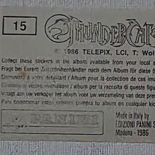1986 Panini Thundercats Sticker #15