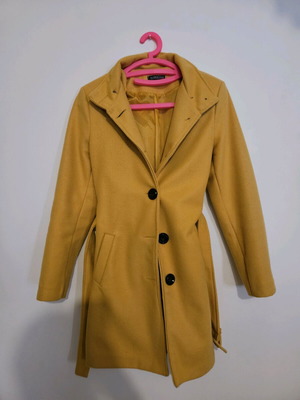 Coat with buttons and belt used, yellow and orange, size S