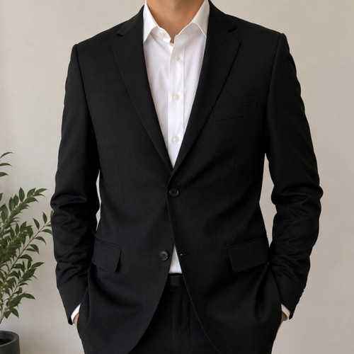 Massimo Dutti men's black jacket with subtle stripe