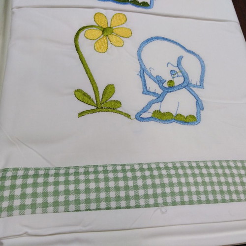 Baby crib sheet set 100% cotton with embroidery and check trim new