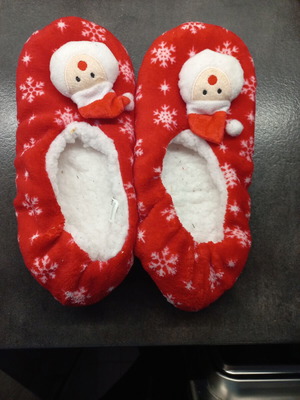 Slippers Christmas sock style like new, size 40-41, red and white
