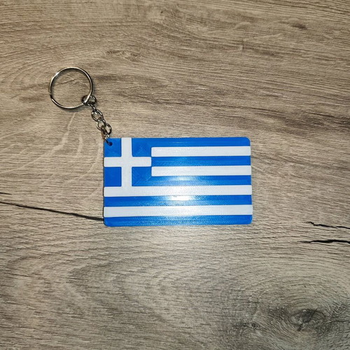 Greek Flag 3D Printed Keychain New