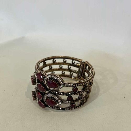 Vintage antique bracelet cuff with red beads Ottoman style